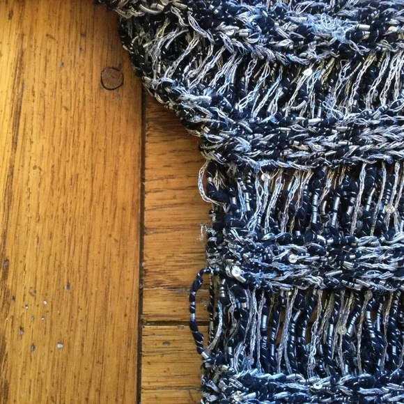 Chico’s Metallic and Sequin Open Weave Knit Sweater Size 0 - Picture 4 of 6